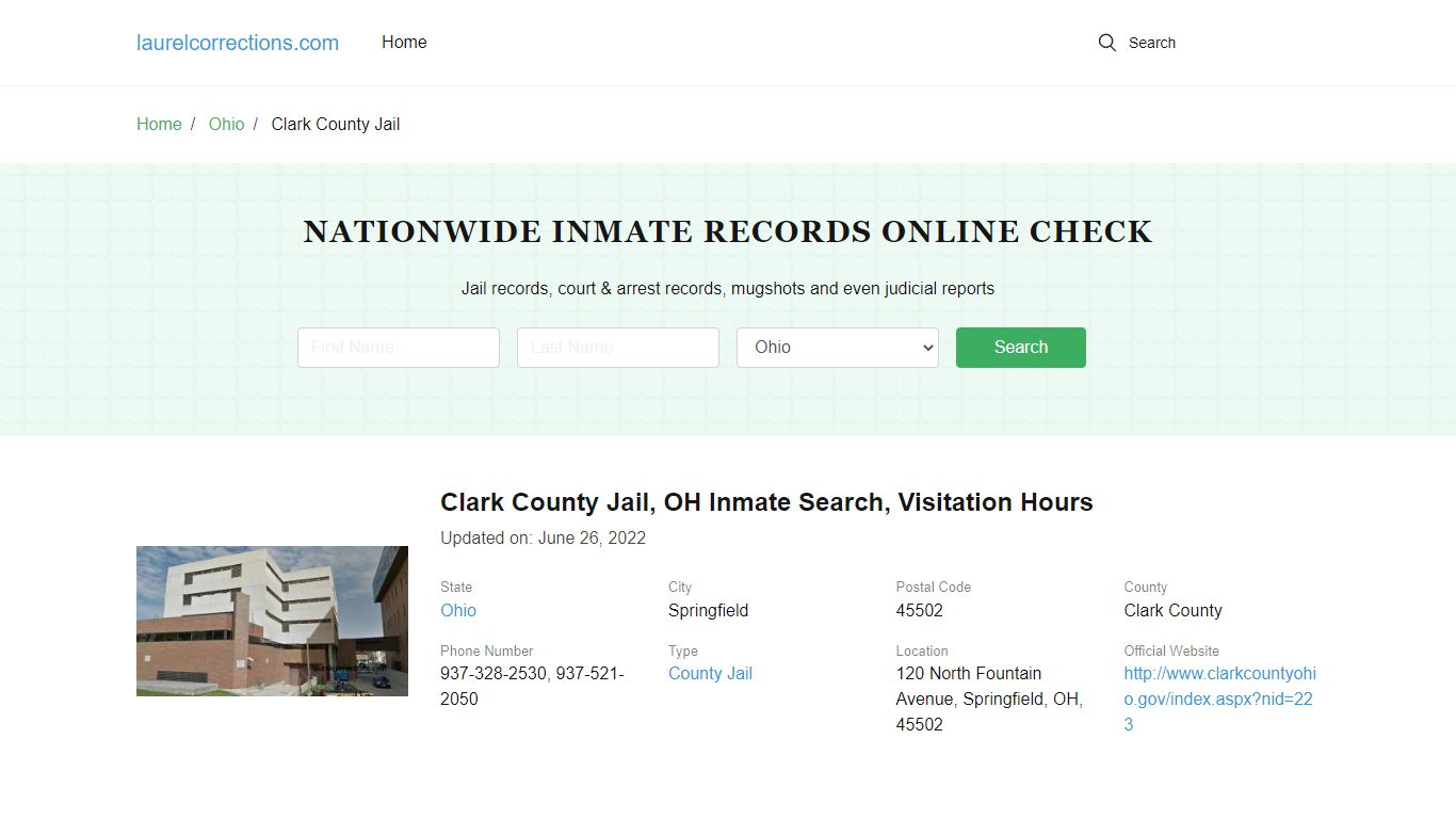 Clark County Jail , OH Inmate Search, Visitation Hours